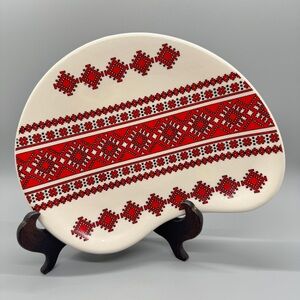 EUC Ukreations Ukrainian Designs Irregular Oval Ovoid Shaped Plate Dish